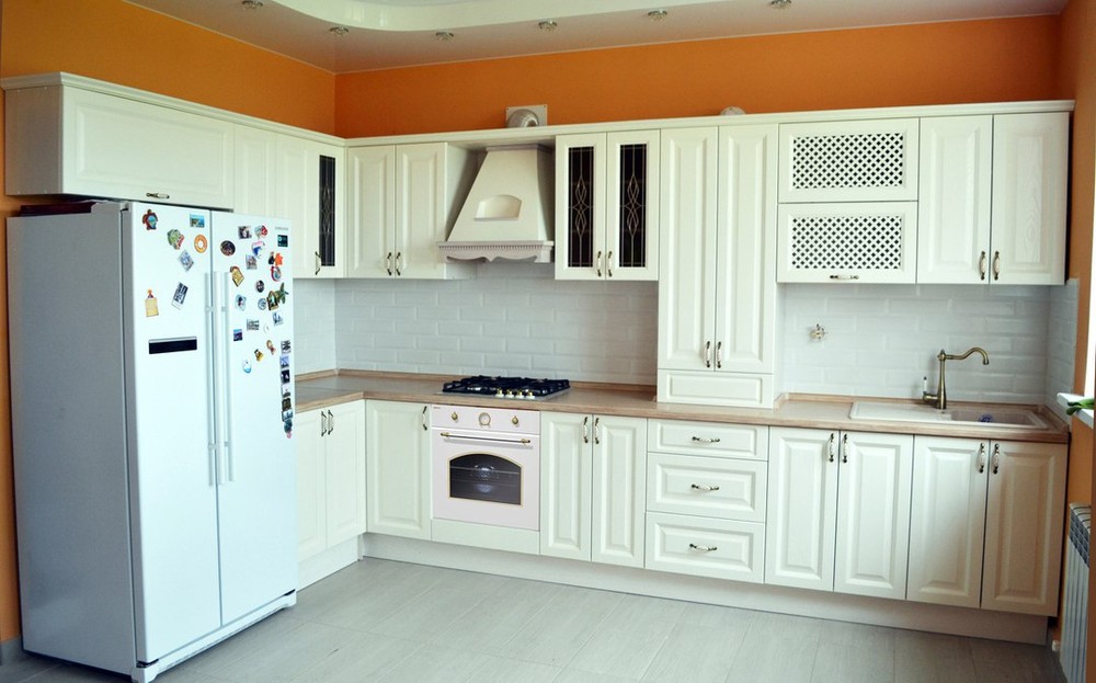 Белый кухонный гарнитур-Кухня МДФ в ПВХ «Модель 83»-фото1