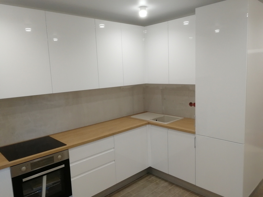 Белый кухонный гарнитур-Кухня МДФ в эмали «Модель 433»-фото1