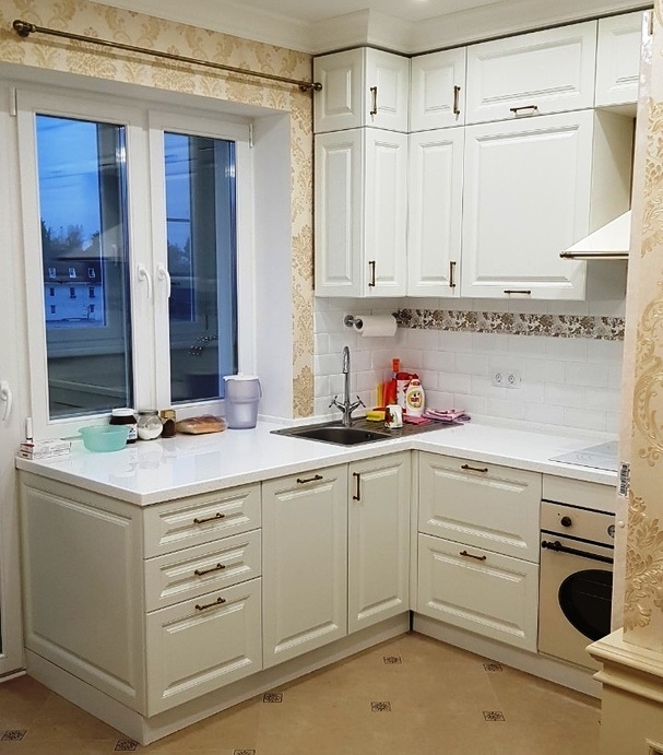 Белый кухонный гарнитур-Кухня МДФ в ПВХ «Модель 531»-фото1