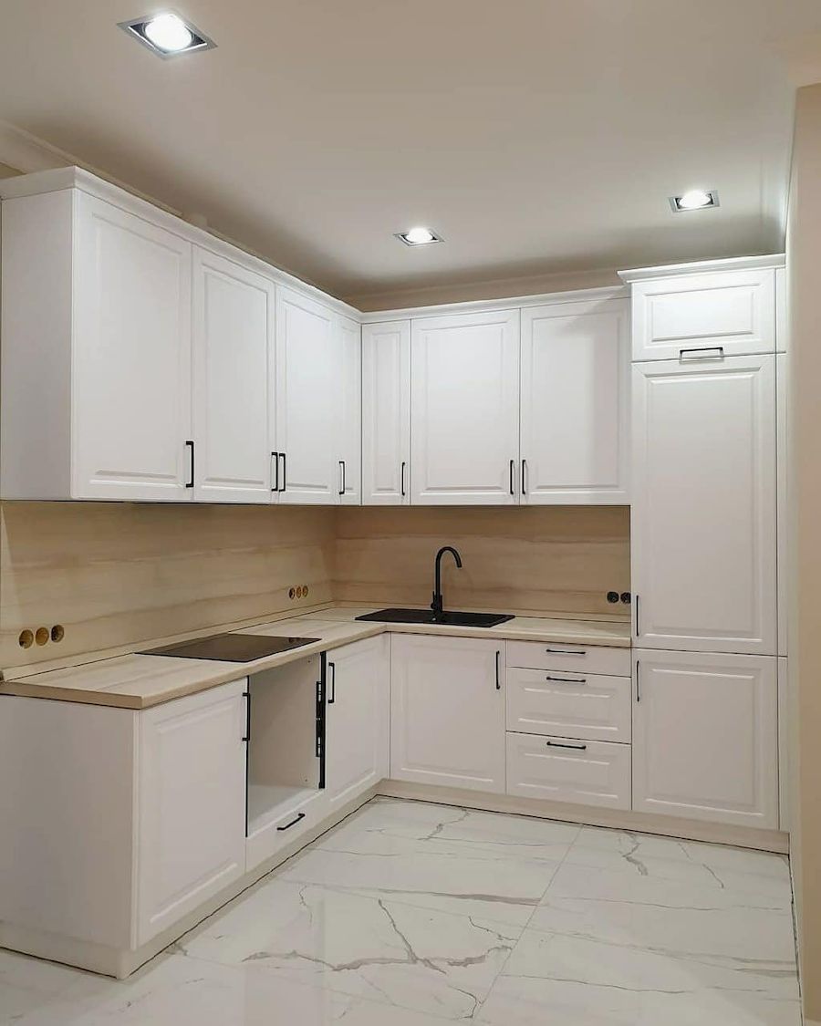 Белый кухонный гарнитур-Кухня МДФ в ПВХ «Модель 634»-фото1