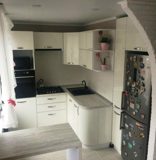 Белый кухонный гарнитур-Кухня из пластика «Модель 384»-фото3